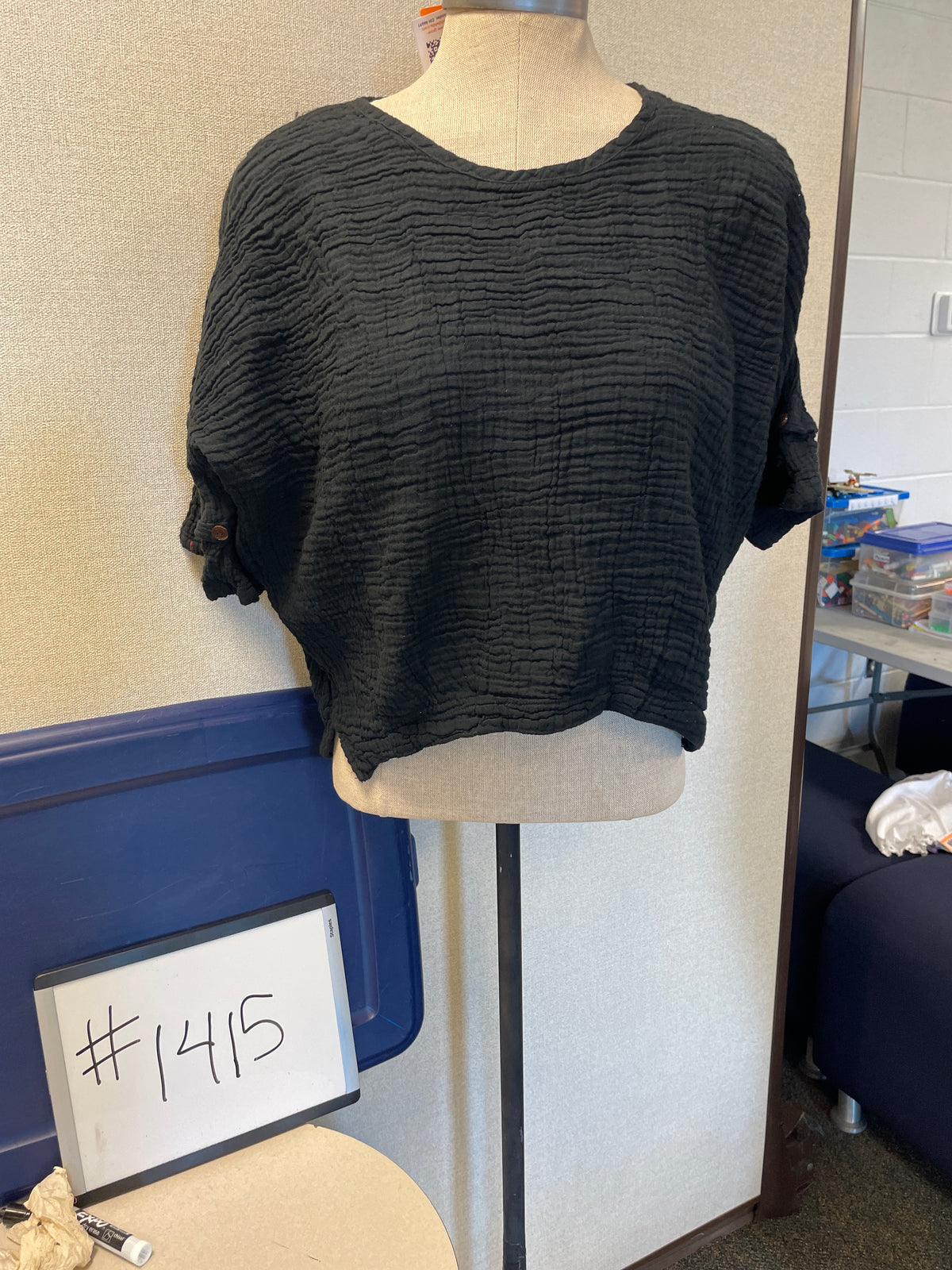 1415-Cotton short sleeve w waist black