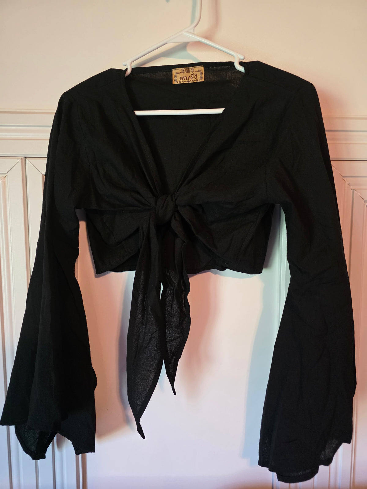 Linen Tie Front Crop Top