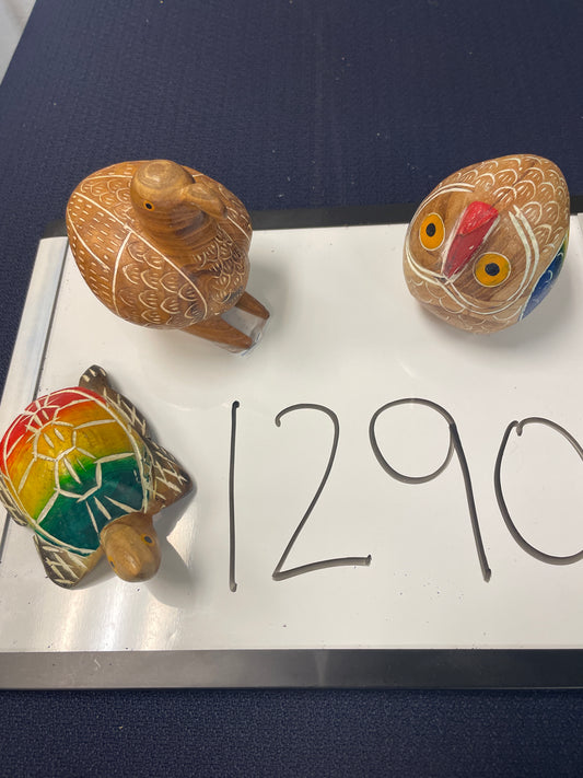 1290-Wooden Birds/Turtles