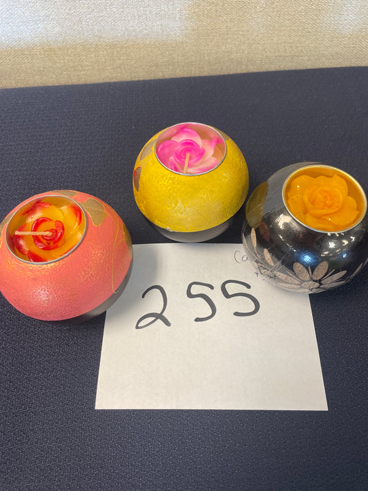 255-Painted Candle Holder w Candle