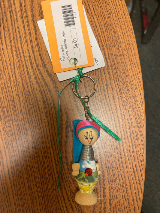 00078-Doll Wooden Key Chain